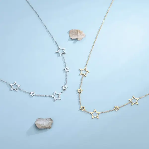 Wholesale PVD Coated Real Gold Plated 18K Gold Star 304 Stainless Steel Casual Classic Style Waterproof Non Tarnish 304 Stainless Steel Necklace