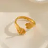 Wholesale PVD Coated 18K Gold Plated Palm 304 Stainless Steel Casual Retro Waterproof Non Tarnish Open Rings