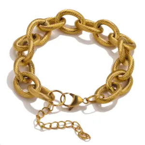 PVD Coated Real Gold Plated Geometric 304 Stainless Steel Punk Simple Style Waterproof Non Tarnish Bracelets Necklace