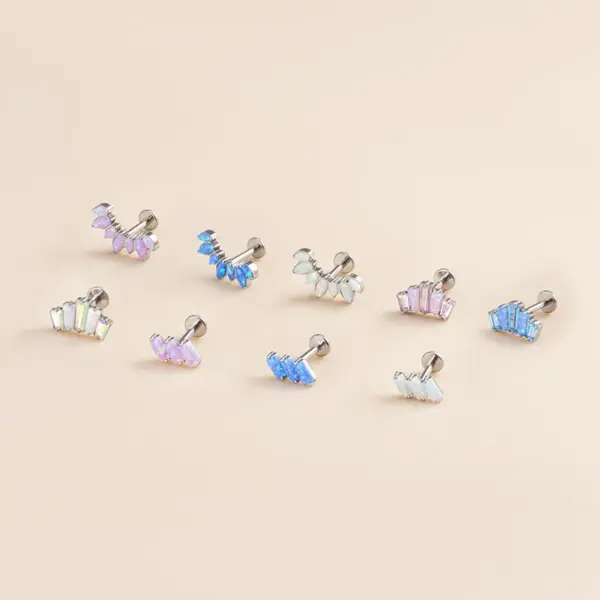 1 Piece Ear Cartilage Rings & Studs Fashion Crown Rectangle Pure Titanium Inlay Gem