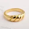 PVD Coated Real Gold Plated Waves Stainless Steel Simple Style Waterproof Non Tarnish Rings