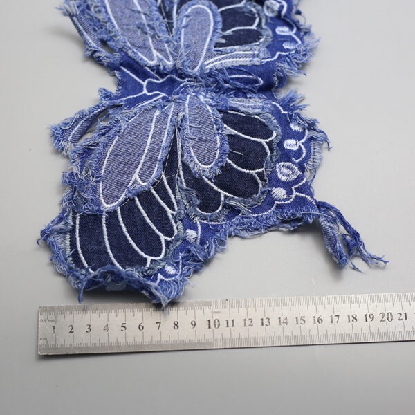 Wholesale Blue Denim Brushed Butterfly Embroidered Cloth Sticker Short-sleeved T-shirt Sweatshirt Bag Skirt Repair Hole Hand-stitched Sticker DIY