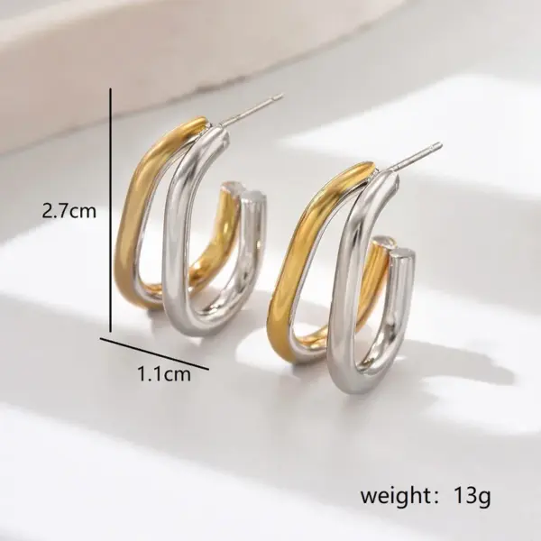 1 Pair Sweet Simple Style Classic Style Geometric 201 Stainless Steel 18K Gold Plated Ear Studs