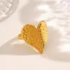 Wholesale Ion Plating (IP) 18K Gold Plated Heart Shape 304 Stainless Steel Simple Style IG Style Waterproof Non Tarnish Open Rings