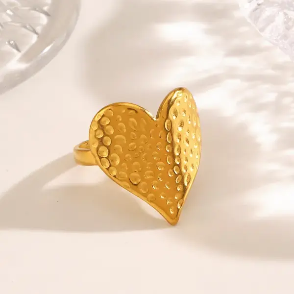 Wholesale Ion Plating (IP) 18K Gold Plated Heart Shape 304 Stainless Steel Simple Style IG Style Waterproof Non Tarnish Open Rings