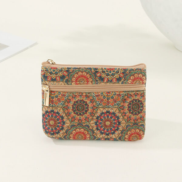 Wholesale Original wood grain double layer coin purse card case key case data cable storage bag