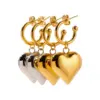 Wholesale 304 Stainless Steel Heart Shape PVD Coated 18K Gold Plated IG Style Simple Style Plating Gold Drop Earrings