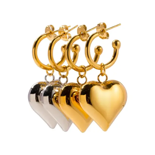 Wholesale 304 Stainless Steel Heart Shape PVD Coated 18K Gold Plated IG Style Simple Style Plating Gold Drop Earrings
