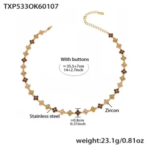 TXP533-Champagne Zircon Necklace 35.5+7cm