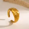 Ion Plating (IP) 18K Gold Plated Eight Awn Star 304 Stainless Steel Simple Style IG Style Waterproof Non Tarnish Open Rings