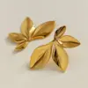 Wholesale PVD Coated Real Gold Plated 16K White Plating Leaves Flower 304 Stainless Steel Casual Modern Style Waterproof Non Tarnish Ear Studs