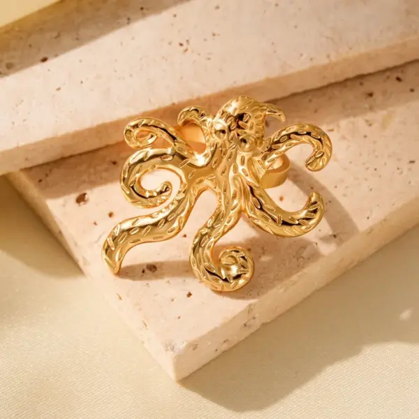 Wholesale Fashion Luxury Vacation Style Stainless Steel Ring Star Smooth Open Ring Women's Trendy Non-Fading Jewelry Accessory