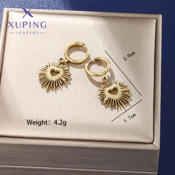 Wholesale 1 Pair XUPING Simple Style Heart Shape Irregular Plating 304 Stainless Steel 18K Gold Plated Drop Earrings