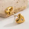 Wholesale 1 Pair Basic Sweet Heart Shape 304 Stainless Steel Zircon 18K Gold Plated Ear Studs