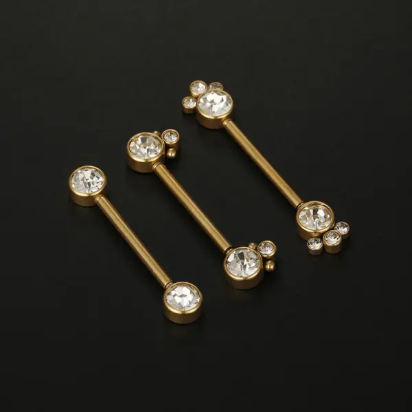 Wholesale Fashion Solid Color Stainless Steel Inlay Artificial Diamond Adhesive Nail 1 Piece