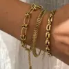 Wholesale Luxurious Artistic 18K Gold Plated Stainless Steel Geometric Irregular Bracelet Elegant Casual Fashion For Women Lobster Clasp