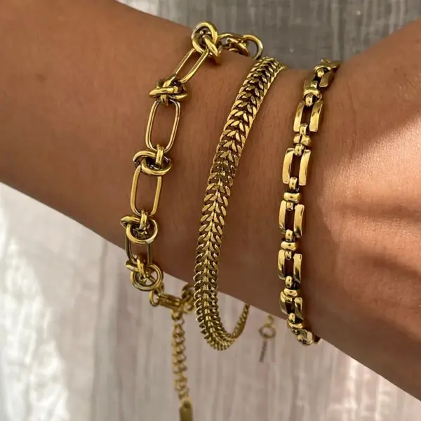 Wholesale Luxurious Artistic 18K Gold Plated Stainless Steel Geometric Irregular Bracelet Elegant Casual Fashion For Women Lobster Clasp
