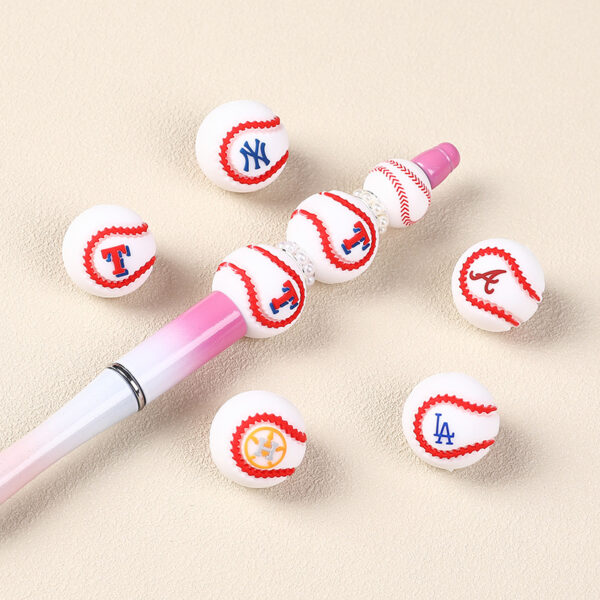 Wholesale Baseball silicone beads 20mm Softball loose beads