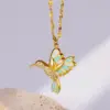 Wholesale PVD Coated Real Gold Plated Hummingbird 304 Stainless Steel Elegant Pastoral Waterproof Non Tarnish 304 Stainless Steel Pendant Necklace