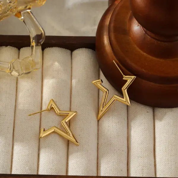Wholesale 1 Pair Modern Style Simple Style Irregular Star Polishing Plating 304 Stainless Steel Imitation Gold Rack Plated Ear Studs