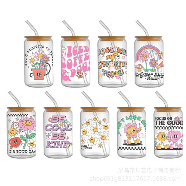 oly-7389cea5bf39577af99669ca80102ecc Wholesale Cute Smiling Flower Series 16oz Cup UV DTF Wraps