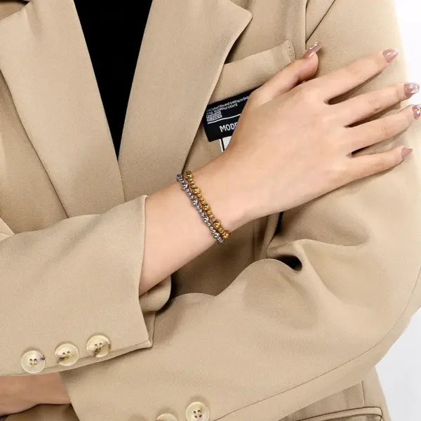 Wholesale PVD Coated 18K Gold Plated Round 304 Stainless Steel Simple Style Waterproof Non Tarnish 304 Stainless Steel Bracelets