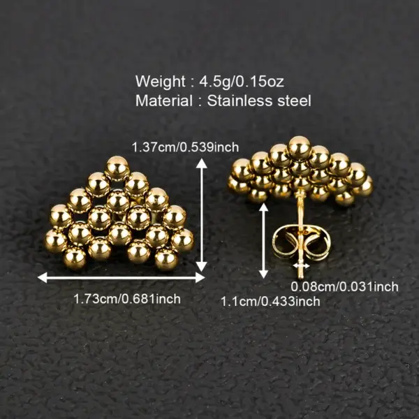 PVD Coated 18K Gold Plated Geometric 201 Stainless Steel Simple Style Ear Studs