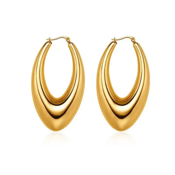 PVD Coated 18K Gold Plated Geometric 304 Stainless Steel Retro Waterproof Non Tarnish Earrings