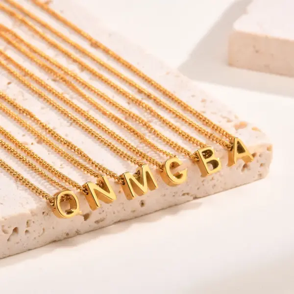 PVD Coated Real Gold Plated 18K Gold Letter 201 Stainless Steel Elegant Waterproof Non Tarnish 201 Stainless Steel Pendant Necklace