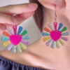 Wholesale 2025 Vacation Style Acrylic Stud Earrings with Flowers and Rainbow Slippers - Fresh and Sweet Style for Women