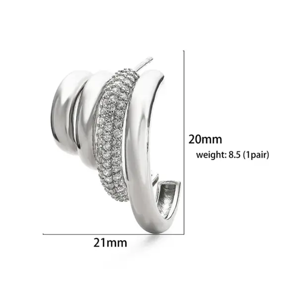 Wholesale 1 Pair Ig Style Exaggerated Luxurious C Shape Lines Layered Plating Inlay Copper Zircon 18k Gold Plated Ear Studs