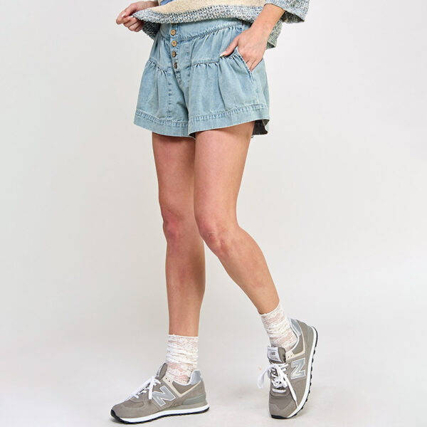 Wholesale [Offline Hot Selling] European and American Amazon Summer New Women's High Waist Shorts Joker Ruffled Denim Shorts