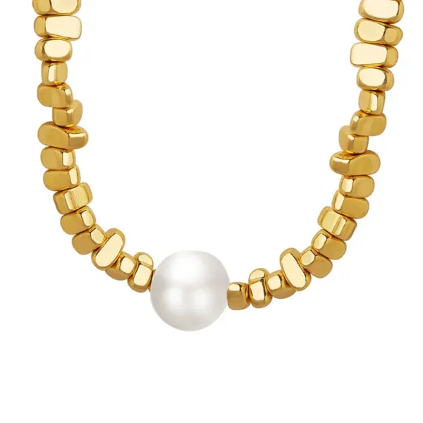 Wholesale PVD Coated Real Gold Plated Geometric Titanium Steel Elegant Waterproof Non Tarnish Necklace