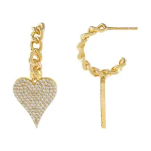 Chain Peach Heart Earrings