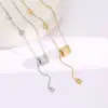 Wholesale Vintage Style Maple Leaf Heart Shape Butterfly Titanium Steel Plating Inlay Zircon Pendant Necklace