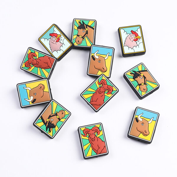 Wholesale Factory Creative Tarot Silicone Beads Children's Handmade Jewelry DIY Necklace Straight Hole Animal Cow Beads