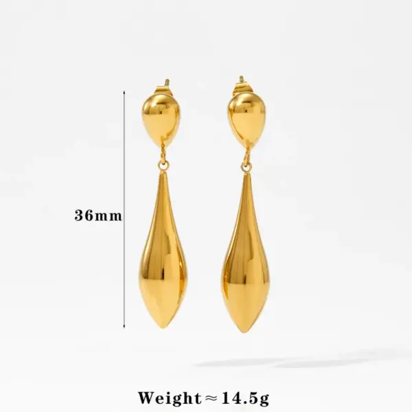 Wholesale PVD Coated Real Gold Plated 16K Gold White Gold Plated Gold Plating Water Droplets 304 Stainless Steel Casual Artistic Waterproof Non Tarnish Drop Earrings