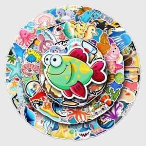 Wholesale 100 sheets of non-repetitive cartoon marine biological cross-border laptop luggage scooter decorative stickers