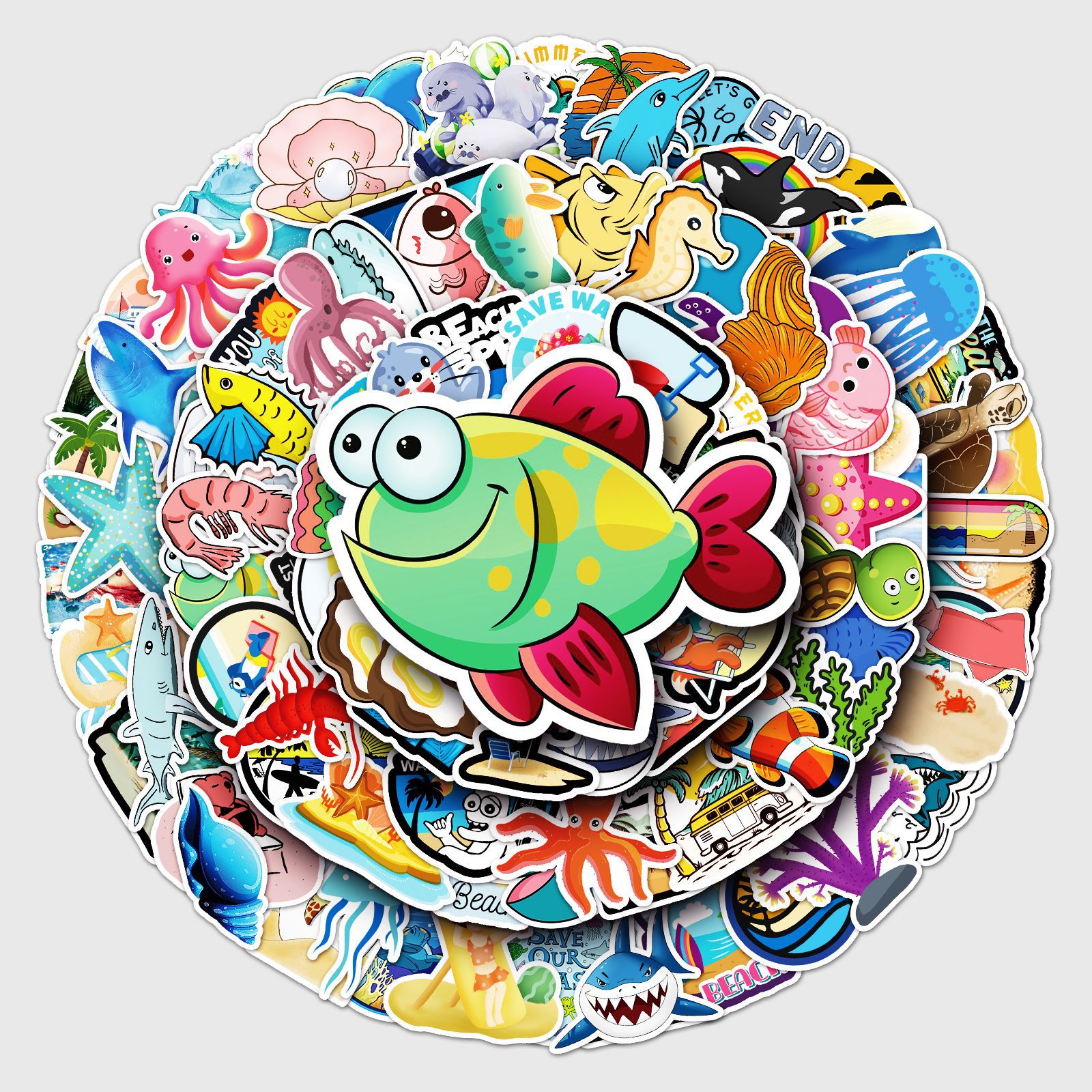 Wholesale 100 sheets of non-repetitive cartoon marine biological cross-border laptop lage scooter decorative stickers