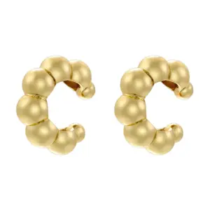 Ve1154 Gold C- Shaped round Beads 1 Pair