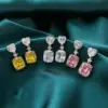 Wholesale Flash Diamond Pink Yellow White Heart Shaped Copper Inlaid Zircon Earrings