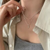Wholesale Minimalist Double Layer Stacked Necklace 2025 New Popular Ins Niche Water Drop Pendant Clavicle Chain Popular Simple