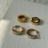 Wholesale 1 Pair Simple Style Solid Color Inlay Titanium Steel Zircon Earrings