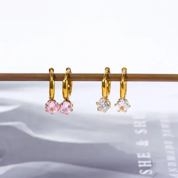 Wholesale 1 Pair Basic Round Plating 304 Stainless Steel Gold Plated Earrings