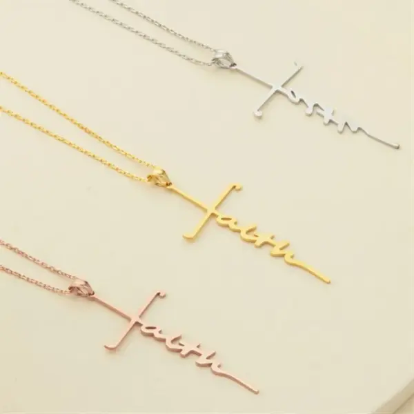 Stainless Steel Titanium Steel Simple Style Plating Hollow Out Cross Letter Pendant Necklace