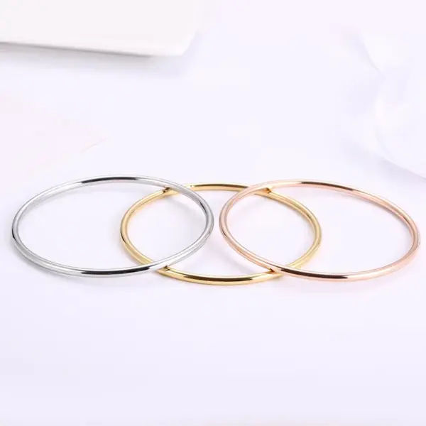 Wholesale PVD Coated 18K Gold Plated Rose Gold Plated Real Gold Plated Solid Color Titanium Steel Simple Style Waterproof Non Tarnish 304 Stainless Steel Bangle