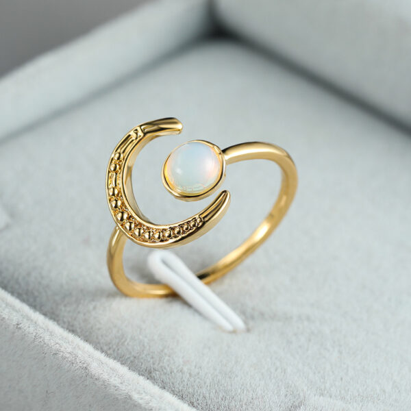 oly-73bbc10b2b3538356b24e1a1a79d0bb1 Wholesale Creative Ins Cold Style Trendy Women's Ring Moon Sun Opening Adjustable Moonstone Ring Elegant Jewelry