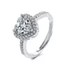 Wholesale Fashion Heart Shape Copper Inlay Zircon Open Ring