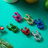 Wholesale Cross-border new color geometric Christmas earrings creative resin twist C triangle earrings earrings women