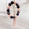 Wholesale Silicone Beaded Tassel Charm Keychain